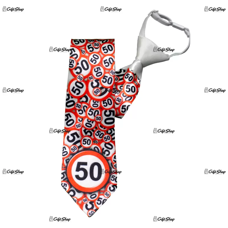 50 ani, cravata cu mesaj